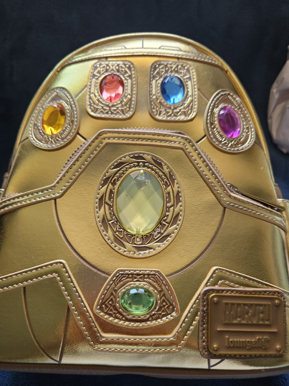 New Loungefly Disney Parks Marvel Thanos Infinity Stones Mini Backpack features